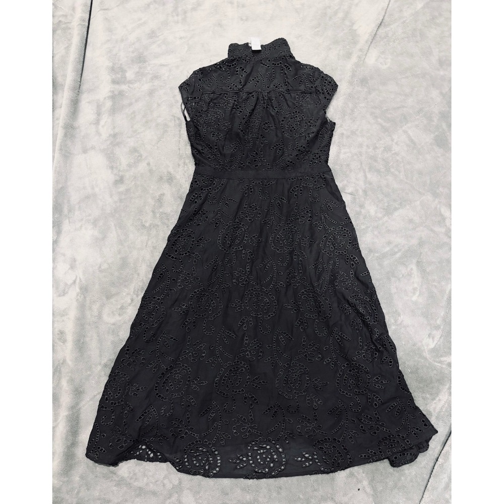 White House Black Market Black Eyelet MIDI Shirt Embroidered Dress Size 10 NWT - Picture 10 of 10